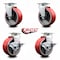 Service Caster 5 Inch Red Poly on Cast Iron Swivel Caster Set with Roller Bearings 2 Brakes SCC-20S520-PUR-RS-2-TLB-2 - alternate 5